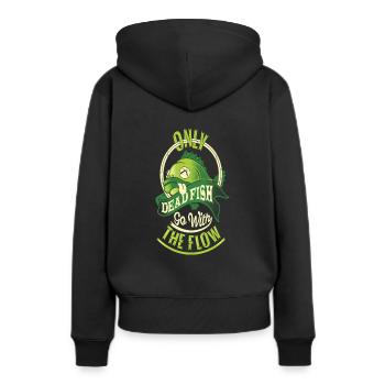 SEULEMENT LES POISSONS MORTS AVEC LE FLUX - Sweat à capuche Premium bio Femme - noir - Dos - Julia (174cm)