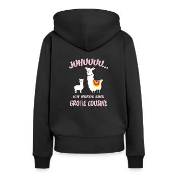 Juhuuu grand cousin alpaga - Sweat à capuche Premium bio Femme - noir - Dos - Julia (174cm)