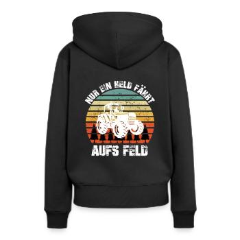 Traktor Bauer Held Fährt Aufs Feld Landwirt Shirt - Frauen Premium Bio Hoodie - Schwarz - Hinten - Julia (174cm)