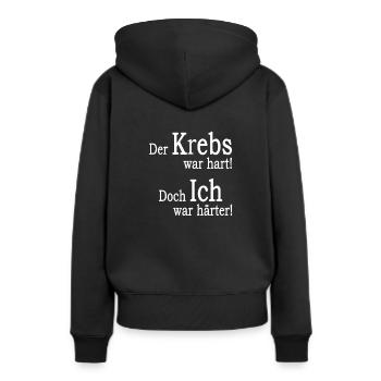 Krebs war hart, doch ich war härter! - Frauen Premium Bio Hoodie - Schwarz - Hinten - Julia (174cm)