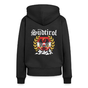Südtirol mit Bergen Wappen Adler Tirol Österreich - Frauen Premium Bio Hoodie - Schwarz - Hinten - Julia (174cm)
