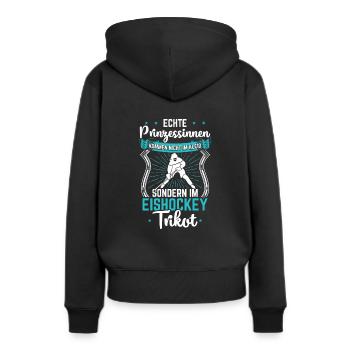 Eishockey Prinzessin Ice Hockey Trikot Spruch Frau - Frauen Premium Bio Hoodie - Schwarz - Hinten - Julia (174cm)