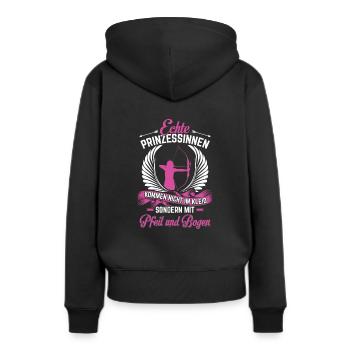 Bogenschießen Prinzessin Bogenschützin Pfeil Bogen - Frauen Premium Bio Hoodie - Schwarz - Hinten - Julia (174cm)