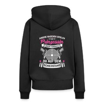 Schießstand Prinzessin Sportschießen Schießsport - Frauen Premium Bio Hoodie - Schwarz - Hinten - Julia (174cm)