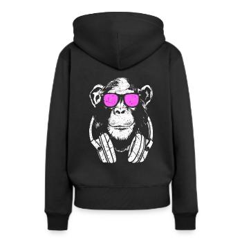 DJ singe avec un casque et des lunettes de soleil - Sweat à capuche Premium bio Femme - noir - Dos - Julia (174cm)