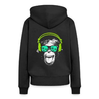 DJ singe avec un casque et des lunettes de soleil - Sweat à capuche Premium bio Femme - noir - Dos - Julia (174cm)