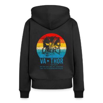 VATHOR Comme un père seulement Fête des pères puissants - Sweat à capuche Premium bio Femme - noir - Dos - Julia (174cm)