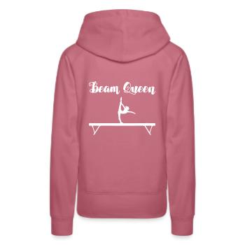 Turnerin - Beam Queen - Frauen Premium Bio Hoodie - Malve - Hinten - Isabella (175cm)