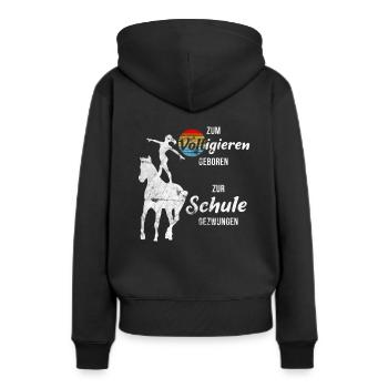 Voltigieren Reiten Pferde Sprüche - Frauen Premium Bio Hoodie - Schwarz - Hinten - Julia (174cm)
