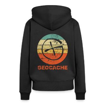 Geocaching Geocacher Geocache GPS Gift Vintage - Sweat à capuche Premium bio Femme - noir - Dos - Julia (174cm)
