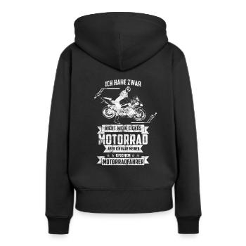 Motorrad Fahrer Frauen Geschenk Motorrad Biker - Frauen Premium Bio Hoodie - Schwarz - Hinten - Julia (174cm)