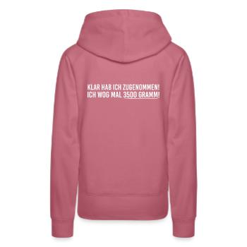 Lustig - Frauen Premium Bio Hoodie - Malve - Hinten - Isabella (175cm)
