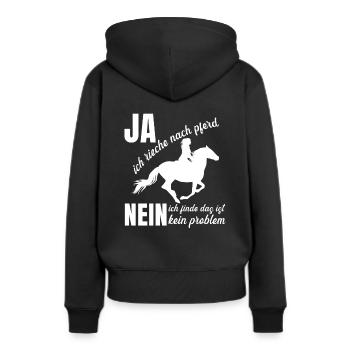 Ich rieche nach Pferd Reiten - Frauen Premium Bio Hoodie - Schwarz - Hinten - Julia (174cm)