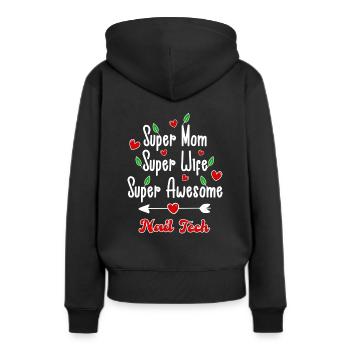 Super maman super nail designer - Sweat à capuche Premium bio Femme - noir - Dos - Julia (174cm)