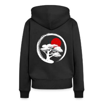 Bonsai Baum - Frauen Premium Bio Hoodie - Schwarz - Hinten - Julia (174cm)