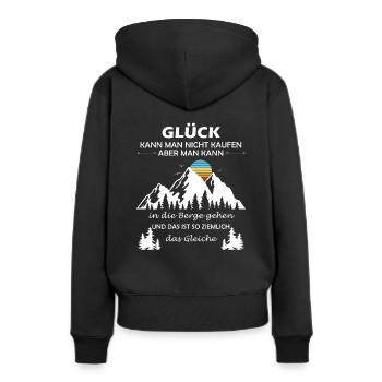 Glück kann man nicht kaufen aber man kann in die B - Frauen Premium Bio Hoodie - Schwarz - Hinten - Julia (174cm)