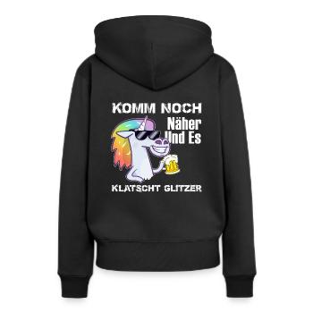 Einhorn Glitzer Klatscht Mädchen Geschenk - Frauen Premium Bio Hoodie - Schwarz - Hinten - Julia (174cm)
