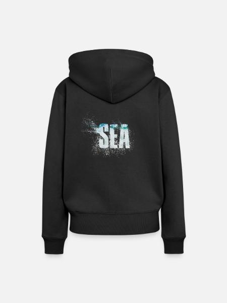 Sea - Frauen Premium Bio Hoodie - Schwarz