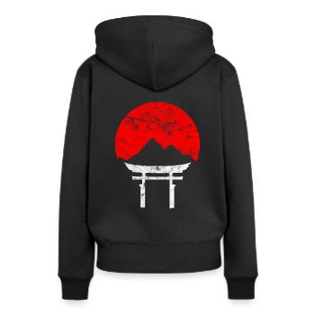 Japanese sunset - Women’s Premium Organic Hoodie - black - Back - Julia (174cm)