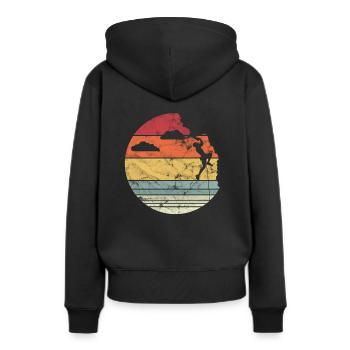 KLETTERN Bouldern Vintage Retro Spruch Geschenk - Frauen Premium Bio Hoodie - Schwarz - Hinten - Julia (174cm)
