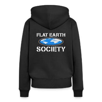 Flat Earth Society - Frauen Premium Bio Hoodie - Schwarz - Hinten - Julia (174cm)