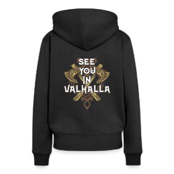 Rendez-vous à Valhalla Vikings Walhalla - Sweat à capuche Premium bio Femme - noir - Dos - Julia (174cm)