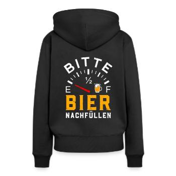 Bier nachfüllen Tacho Saufen Sauftour Geschenk - Frauen Premium Bio Hoodie - Schwarz - Hinten - Julia (174cm)