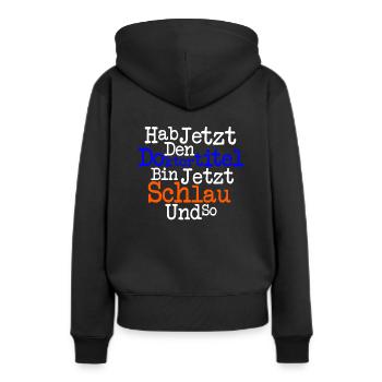 Hab jetzt den Doktortitel - Frauen Premium Bio Hoodie - Schwarz - Hinten - Julia (174cm)