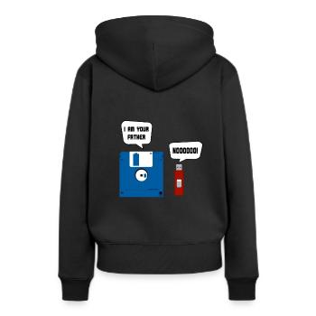 Clé USB drôle de disquette - Je suis ton père - Sweat à capuche Premium bio Femme - noir - Dos - Julia (174cm)