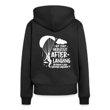 Fallschirmspringen Fallschirm Fallschirmspringer - Frauen Premium Bio Hoodie - Schwarz - Hinten - Julia (174cm)