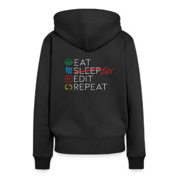 Video Editor Mediengestalter Zitat - Frauen Premium Bio Hoodie - Schwarz - Hinten - Julia (174cm)
