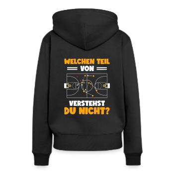 Basketball Coach Trainer Spruch Basketballer - Frauen Premium Bio Hoodie - Schwarz - Hinten - Julia (174cm)