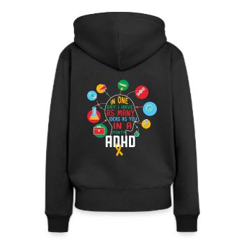 Cadeau TDAH déficit d'attention TDAH - Sweat à capuche Premium bio Femme - noir - Dos - Julia (174cm)