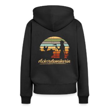 Ackerdemikerin Bäuerin Landwirtin Geschnekidee - Frauen Premium Bio Hoodie - Schwarz - Hinten - Julia (174cm)