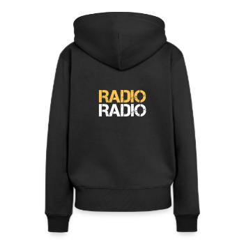 Radio Radio - Frauen Premium Bio Hoodie - Schwarz - Hinten - Julia (174cm)