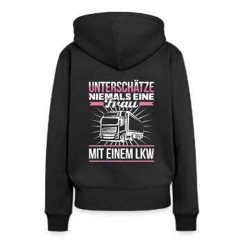 Never underestimate a woman being stalked in a truck - Women’s Premium Organic Hoodie - black - Back - Julia (174cm)