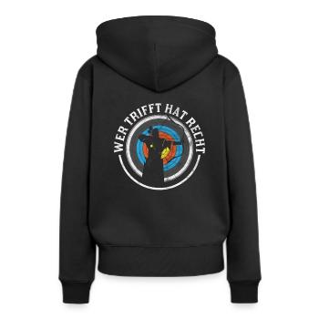 Bogenschiessen Bogenschütze Bogen Pfeil Langbogen - Frauen Premium Bio Hoodie - Schwarz - Hinten - Julia (174cm)