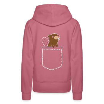 Lustiges Pocket Bieber Taschen Bieber - Sweat à capuche Premium bio Femme - mauve - Dos - Isabella (175cm)