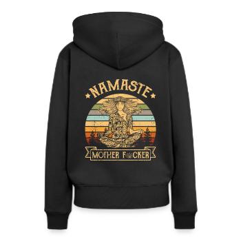 Namaste Yoga Mother - Sweat à capuche Premium bio Femme - noir - Dos - Julia (174cm)
