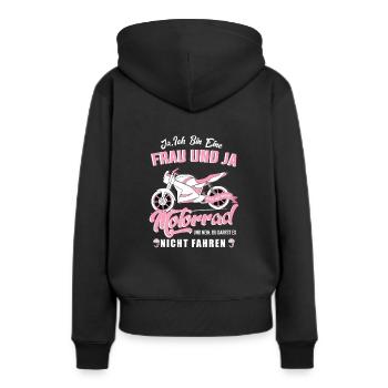 Motorrad Motorradfahrerin Geschenk Spruch Motorrad - Frauen Premium Bio Hoodie - Schwarz - Hinten - Julia (174cm)