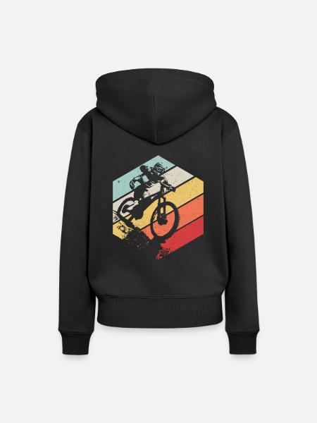 MTB Downhill Geschenk Retro - Dame Premium hoodie, økologisk bomuld - sort