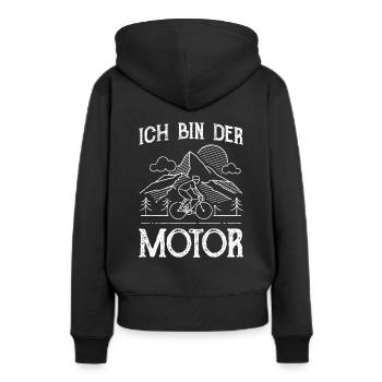 Ich bin der Motor - Frauen Premium Bio Hoodie - Schwarz - Hinten - Julia (174cm)