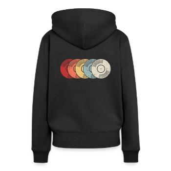 Vinyle phonographe Cadeau - Sweat à capuche Premium bio Femme - noir - Dos - Julia (174cm)