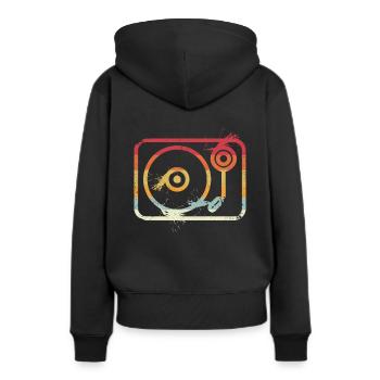 Vinyle vinyle - Sweat à capuche Premium bio Femme - noir - Dos - Julia (174cm)