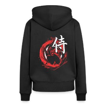 Samurai Ronin - Frauen Premium Bio Hoodie - Schwarz - Hinten - Julia (174cm)