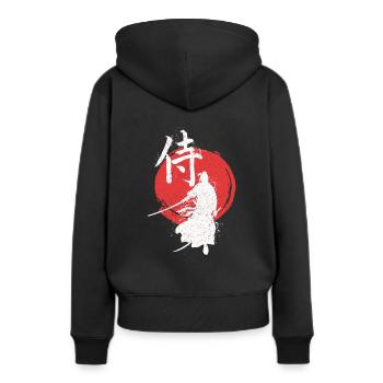 Ronin Samurai Krieger - Frauen Premium Bio Hoodie - Schwarz - Hinten - Julia (174cm)