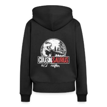 Cousin-Saurus T Rex Dinosaurier Cousin Saurus Mädc - Frauen Premium Bio Hoodie - Schwarz - Hinten - Julia (174cm)