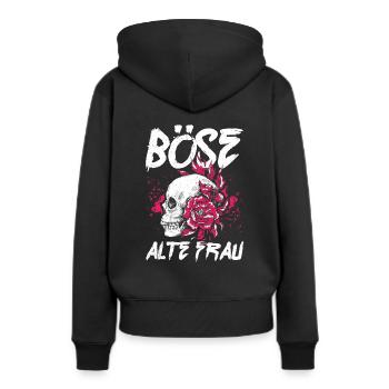 BÖSE ALTE FRAU - Frauen Premium Bio Hoodie - Schwarz - Hinten - Julia (174cm)
