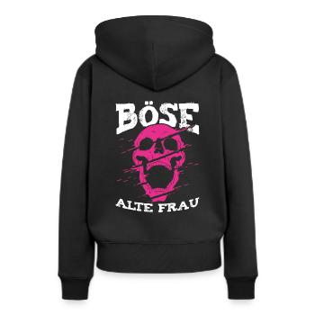 Böse Alte Frau - Frauen Premium Bio Hoodie - Schwarz - Hinten - Julia (174cm)