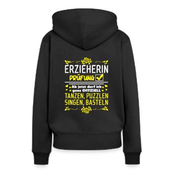 Erzieherin Prüfung bestanden Geschenkidee - Frauen Premium Bio Hoodie - Schwarz - Hinten - Julia (174cm)